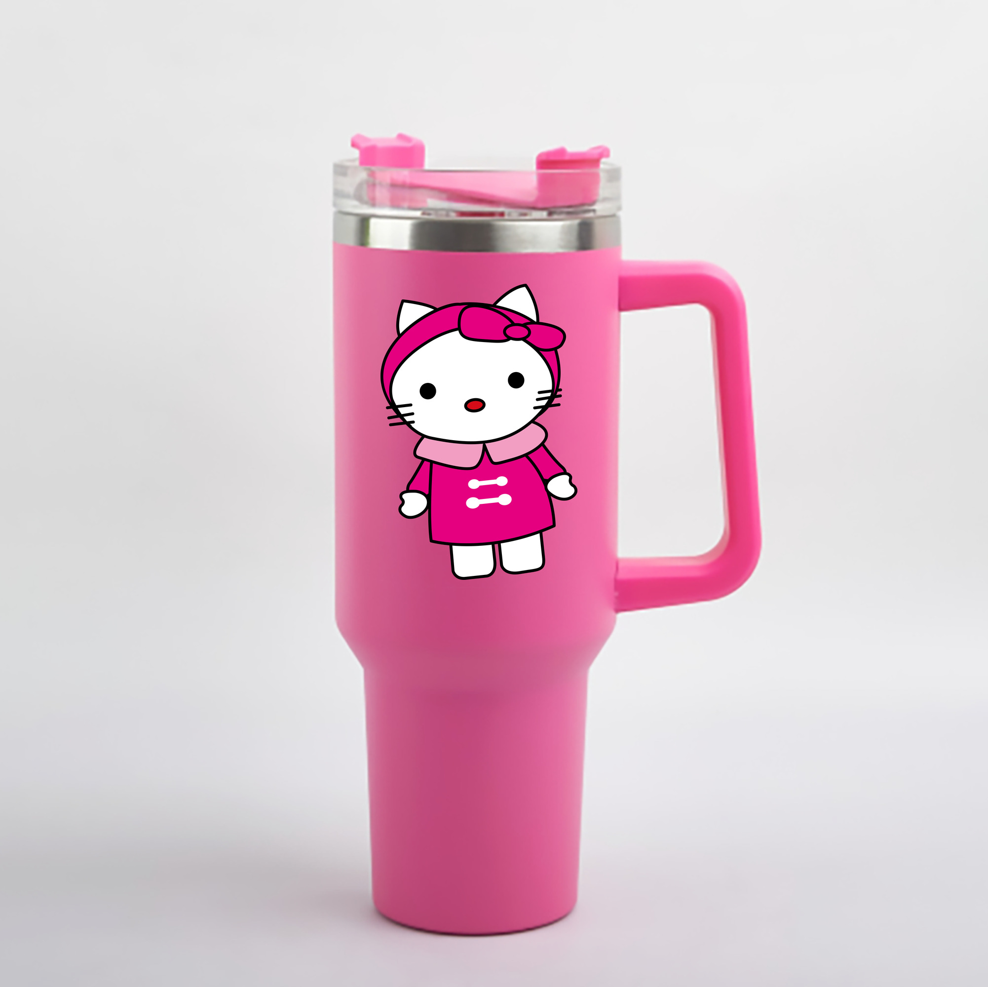 （画像用） Hello Kitty ハローキティ 1200mL車用タンブラー - クリスタルステッカー（プラスチックストロー付き）